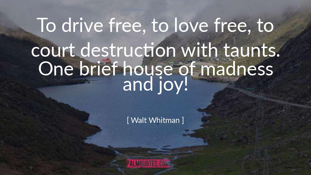 Walt Whitman Quotes: To drive free, to love