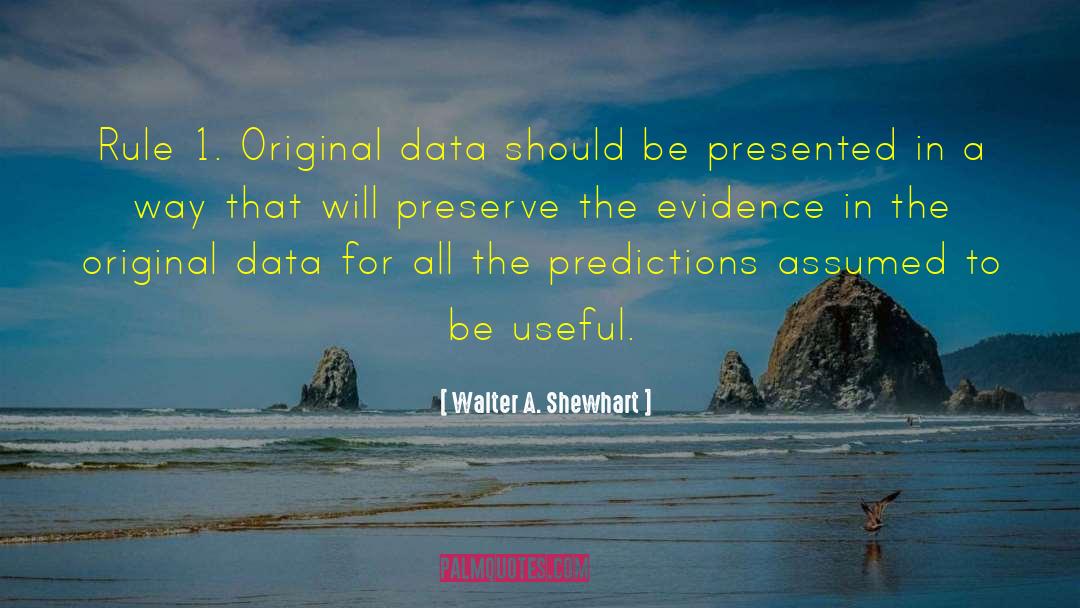 Walter A. Shewhart Quotes: Rule 1. Original data should