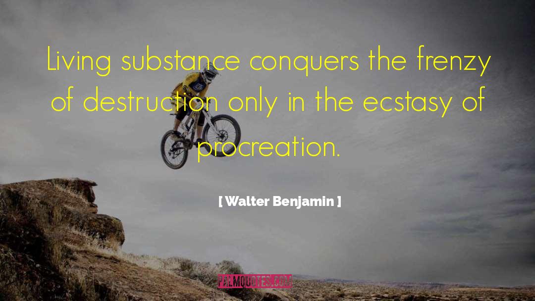 Walter Benjamin Quotes: Living substance conquers the frenzy