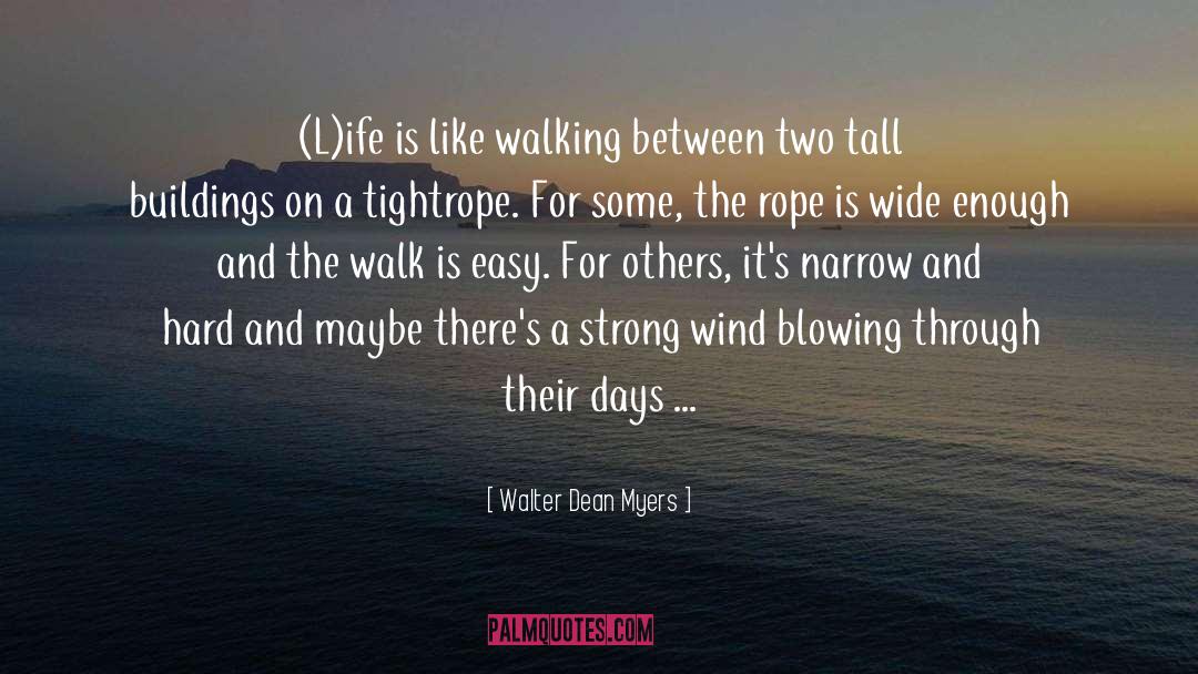 Walter Dean Myers Quotes: (L)ife is like walking between