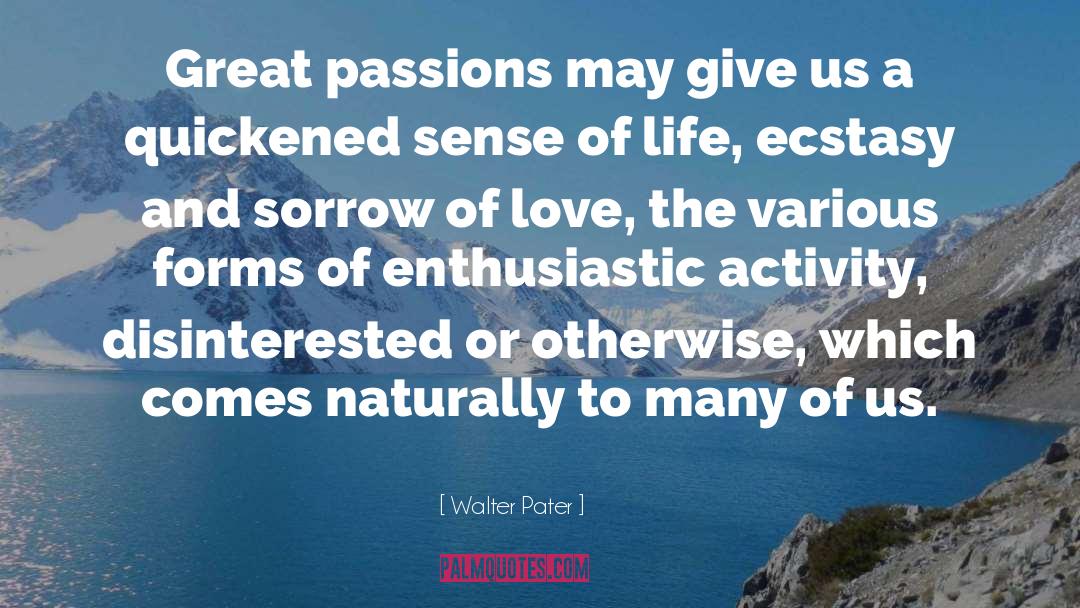 Walter Pater Quotes: Great passions may give us