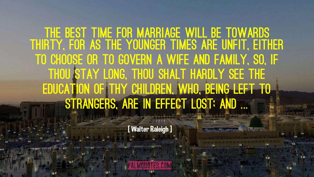 Walter Raleigh Quotes: The best time for marriage