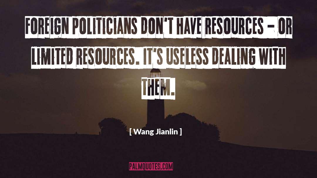 Wang Jianlin Quotes: Foreign politicians don't have resources
