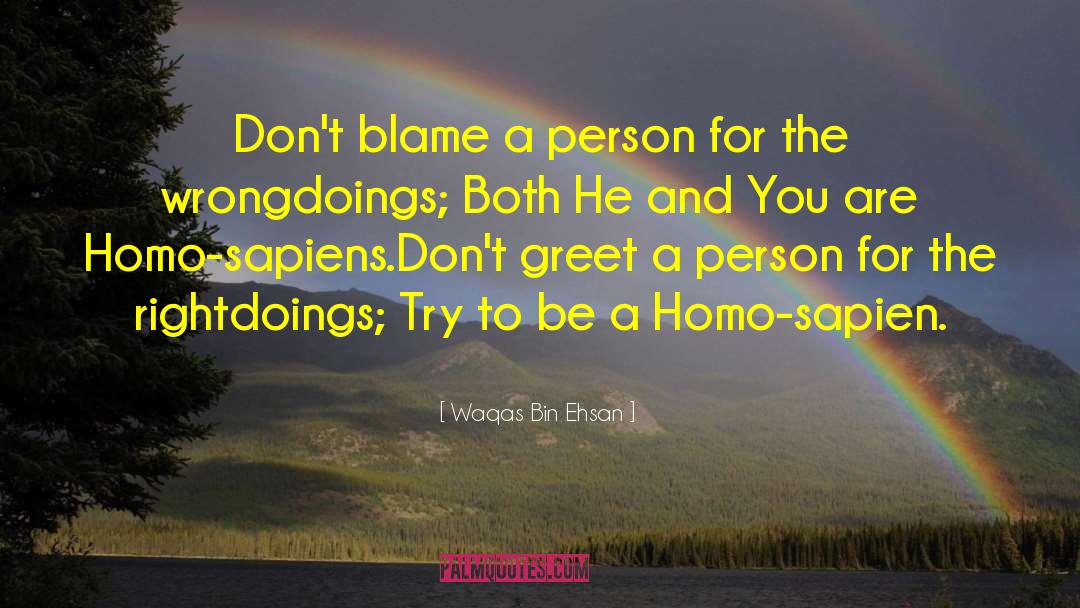 Waqas Bin Ehsan Quotes: Don't blame a person for