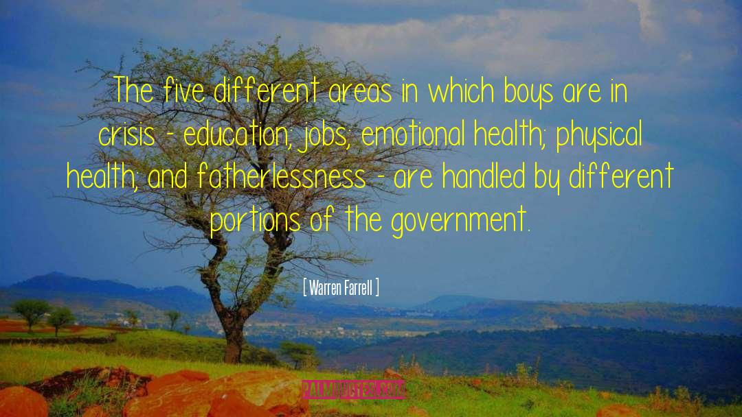 Warren Farrell Quotes: The five different areas in