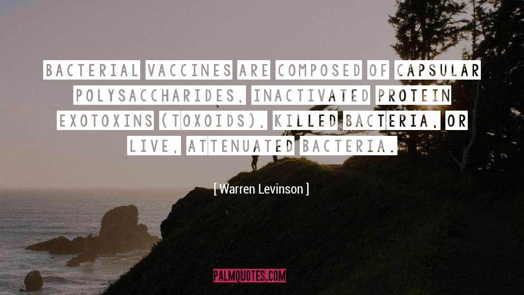 Warren Levinson Quotes: Bacterial vaccines are composed of