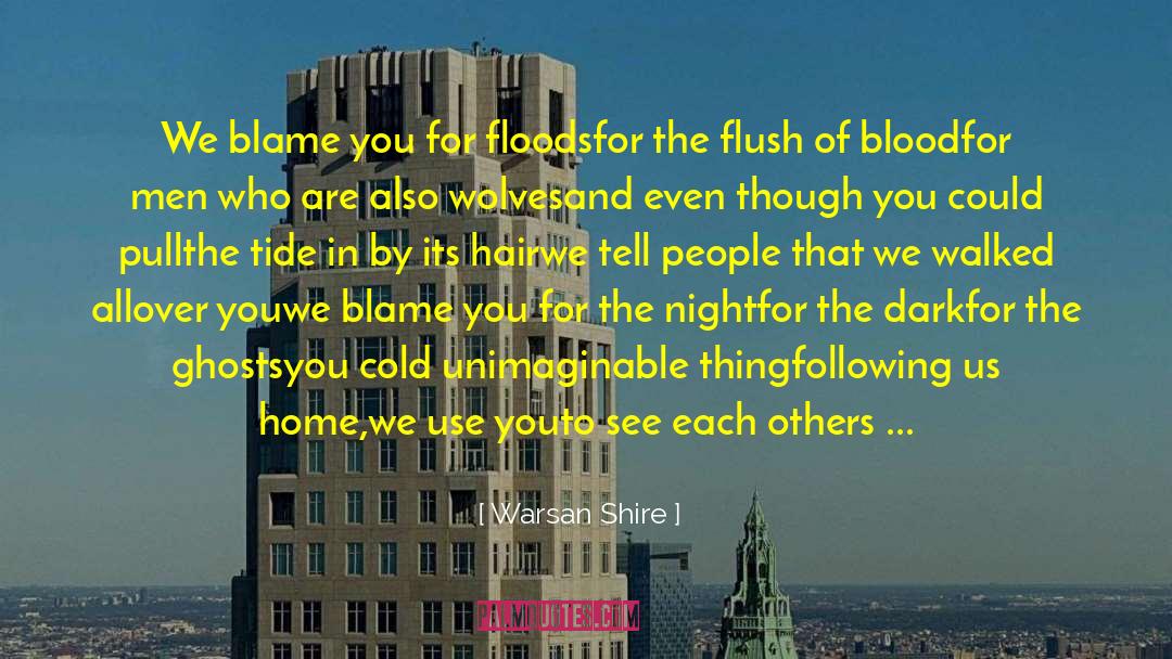 Warsan Shire Quotes: We blame you for floods<br