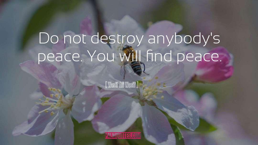 Wasif Ali Wasif Quotes: Do not destroy anybody's peace.