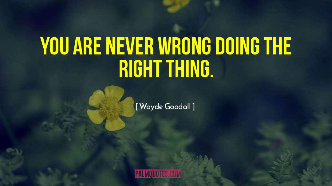 Wayde Goodall Quotes: You are never wrong doing