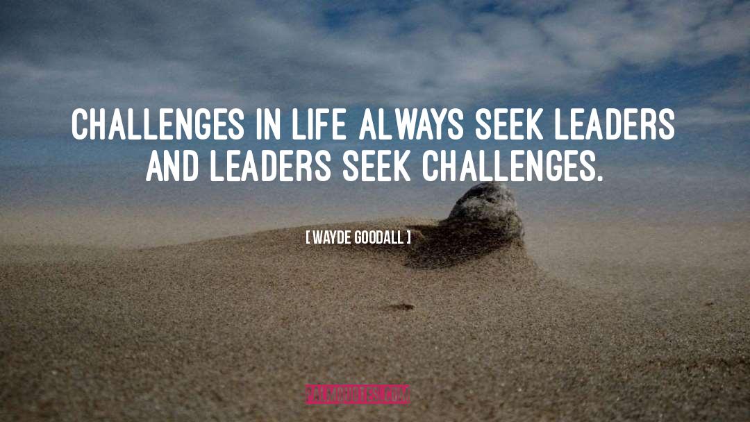 Wayde Goodall Quotes: Challenges in life always seek