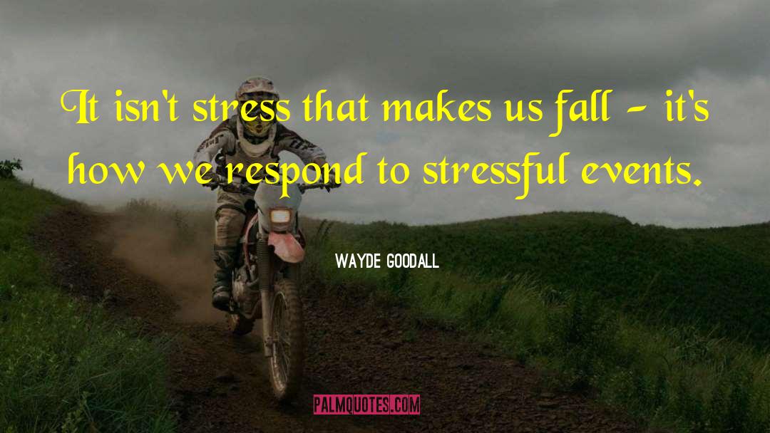 Wayde Goodall Quotes: It isn't stress that makes