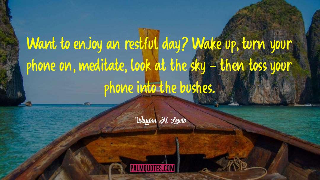 Waylon H. Lewis Quotes: Want to enjoy an restful