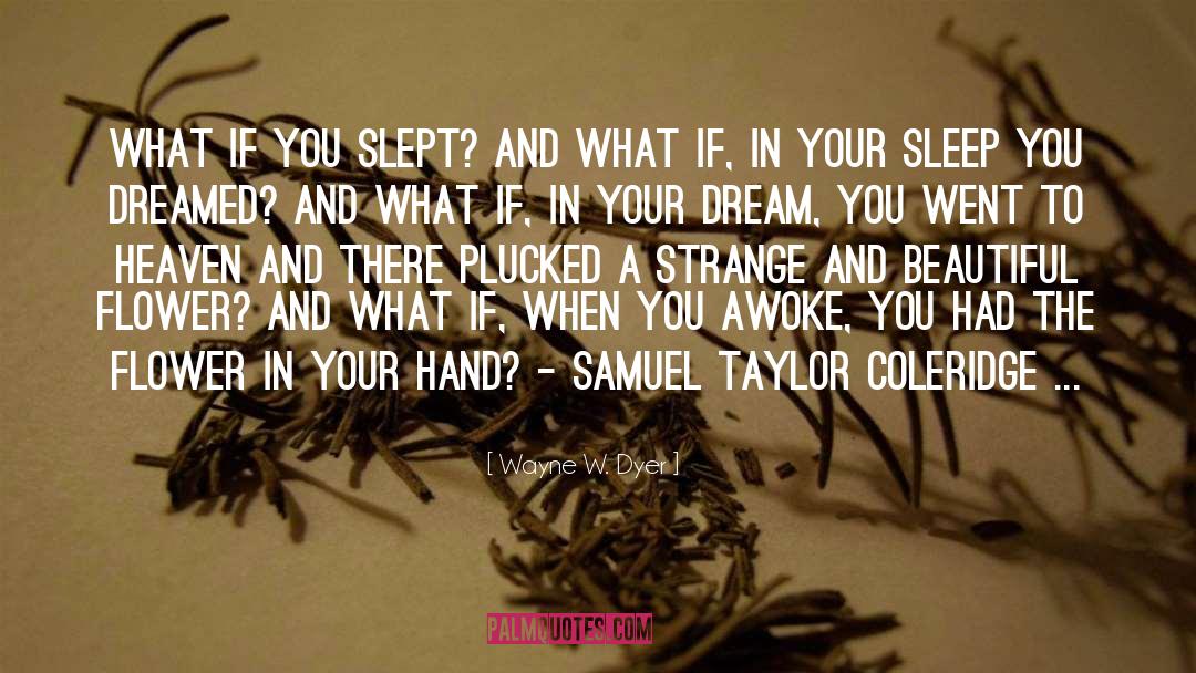 Wayne W. Dyer Quotes: What if you slept? And