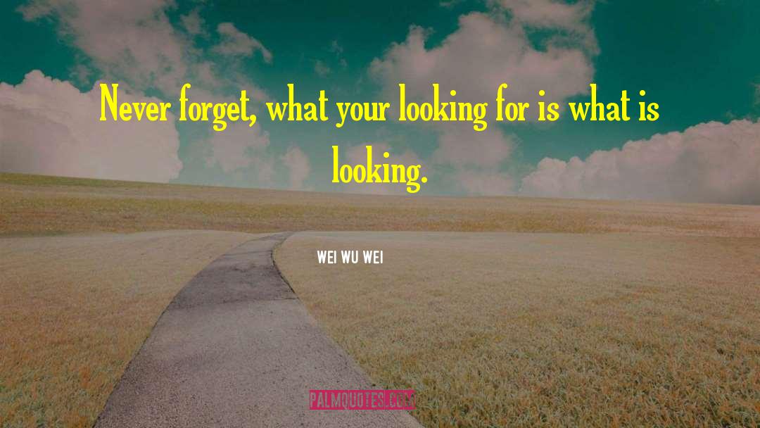 Wei Wu Wei Quotes: Never forget, what your looking