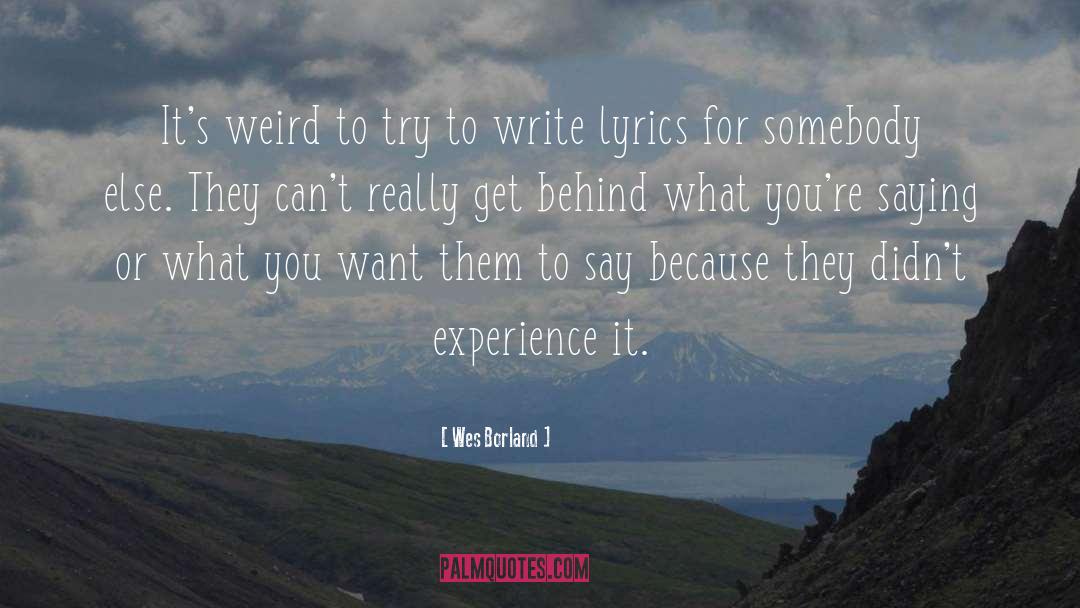 Wes Borland Quotes: It's weird to try to