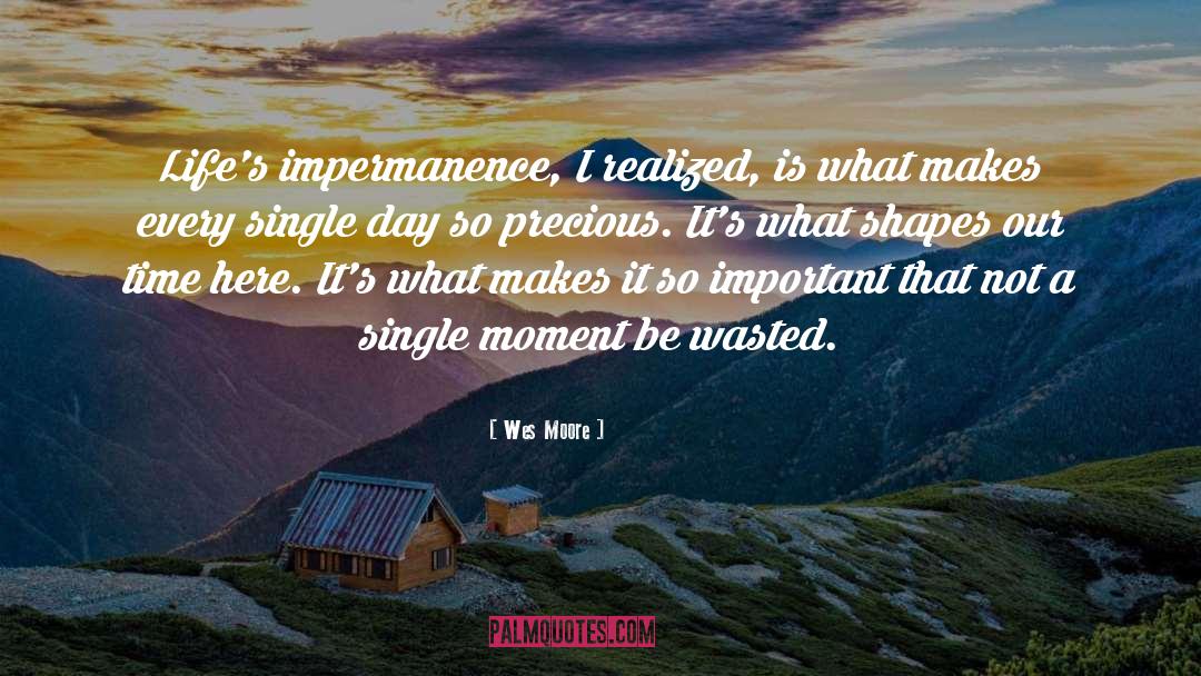 Wes Moore Quotes: Life's impermanence, I realized, is