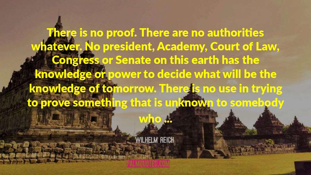 Wilhelm Reich Quotes: There is no proof. There