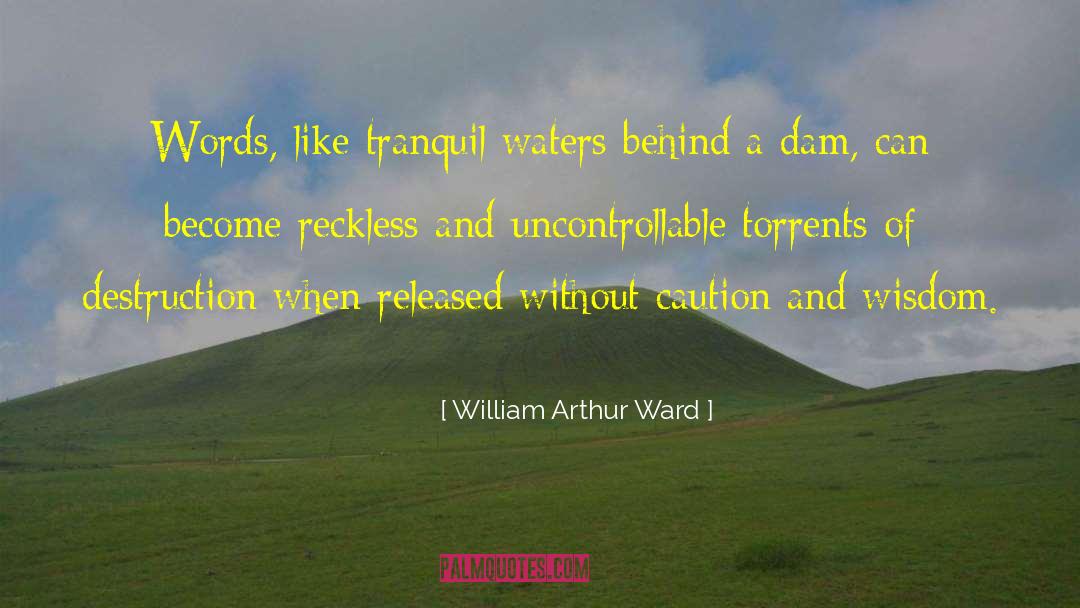 William Arthur Ward Quotes: Words, like tranquil waters behind