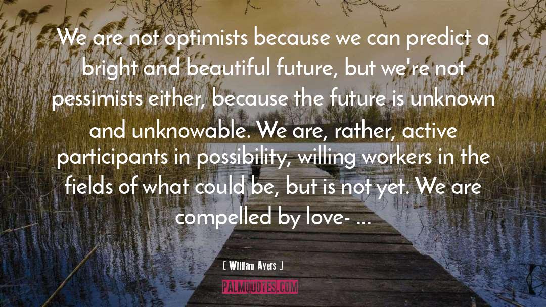 William Ayers Quotes: We are not optimists because