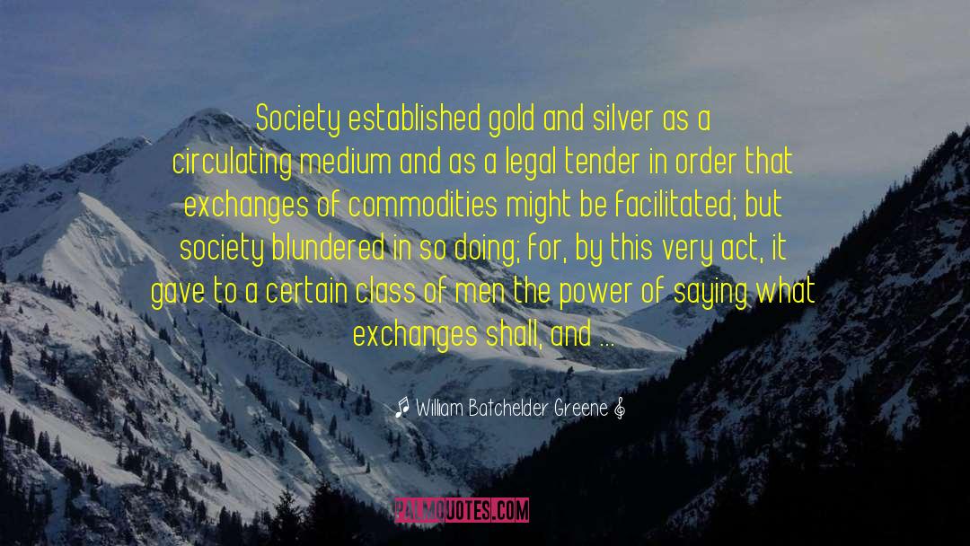 William Batchelder Greene Quotes: Society established gold and silver