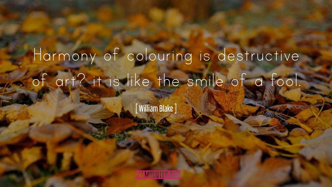 William Blake Quotes: Harmony of colouring is destructive