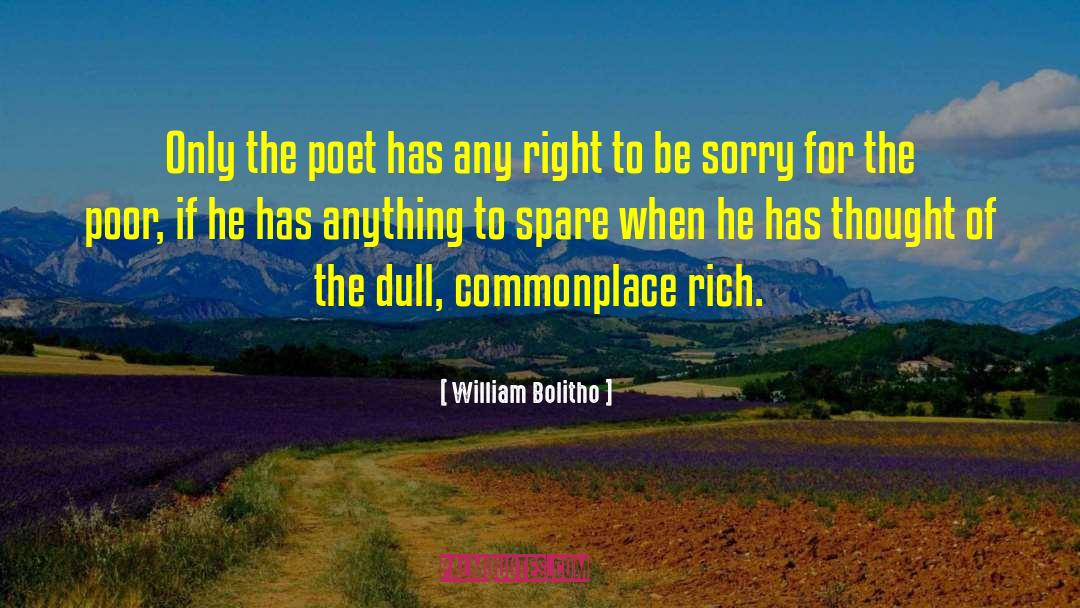 William Bolitho Quotes: Only the poet has any