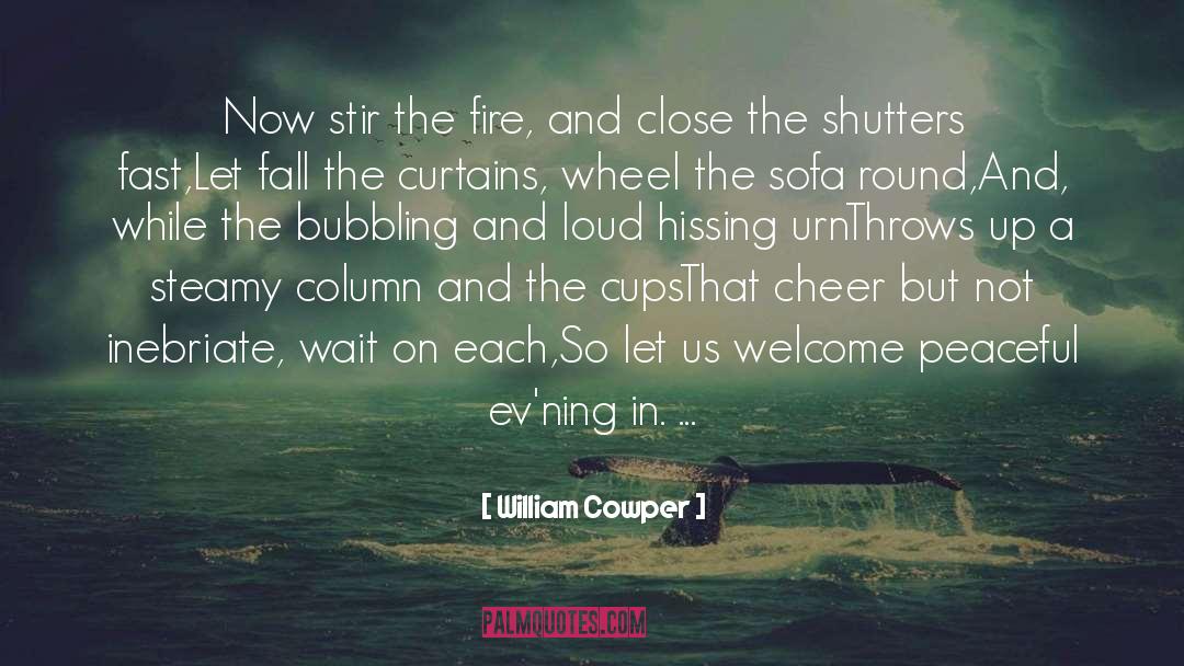 William Cowper Quotes: Now stir the fire, and