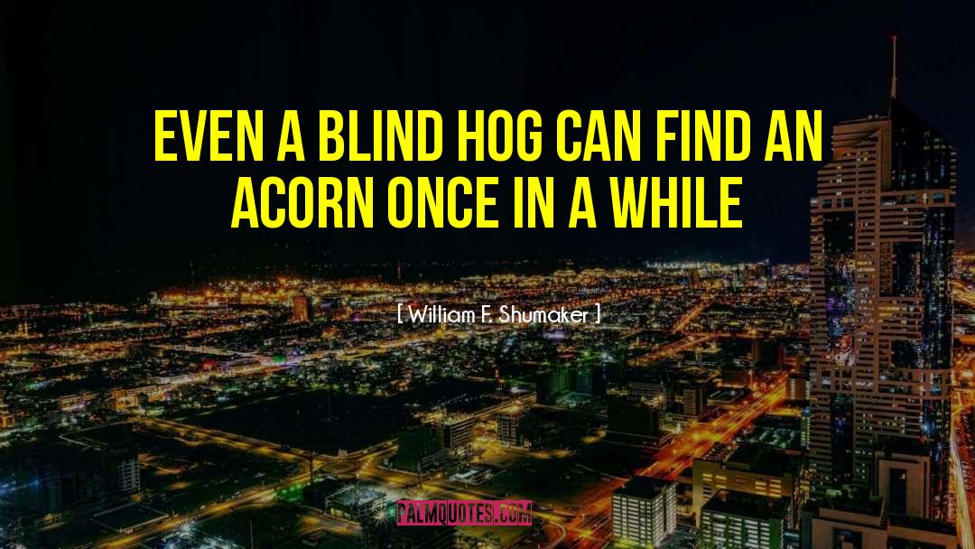 William F. Shumaker Quotes: Even a blind hog can