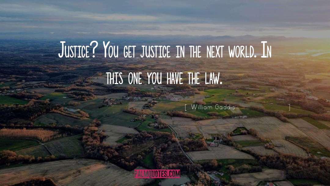 William Gaddis Quotes: Justice? <br> You get justice