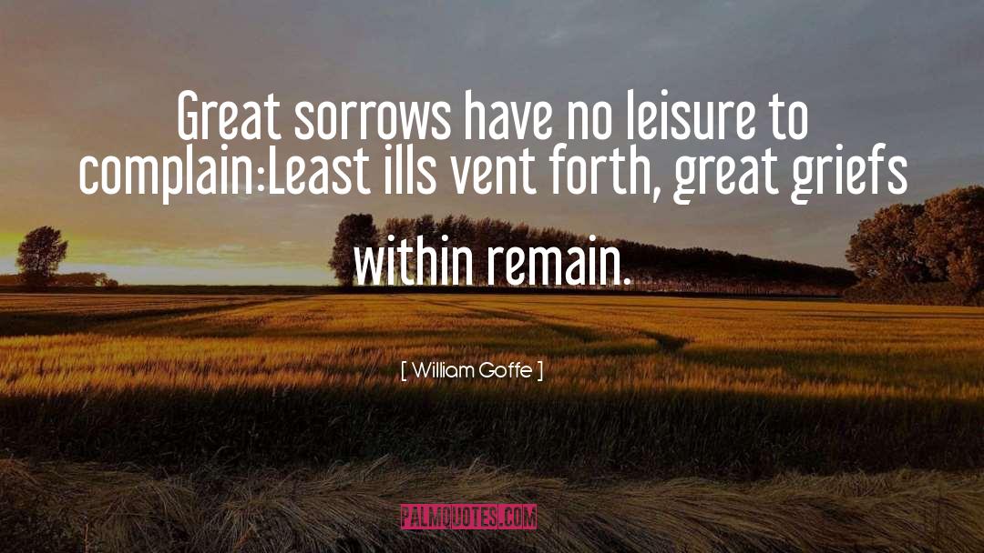 William Goffe Quotes: Great sorrows have no leisure