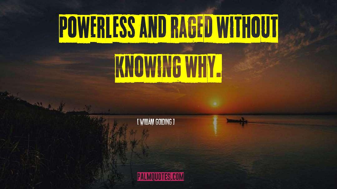 William Golding Quotes: powerless and raged without knowing