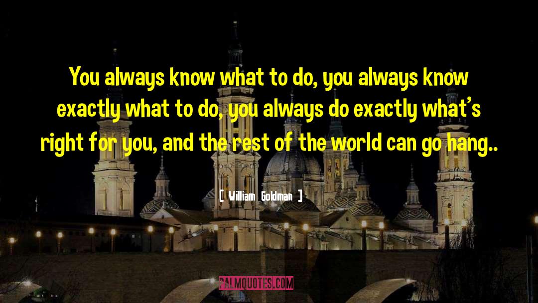 William Goldman Quotes: You always know what to