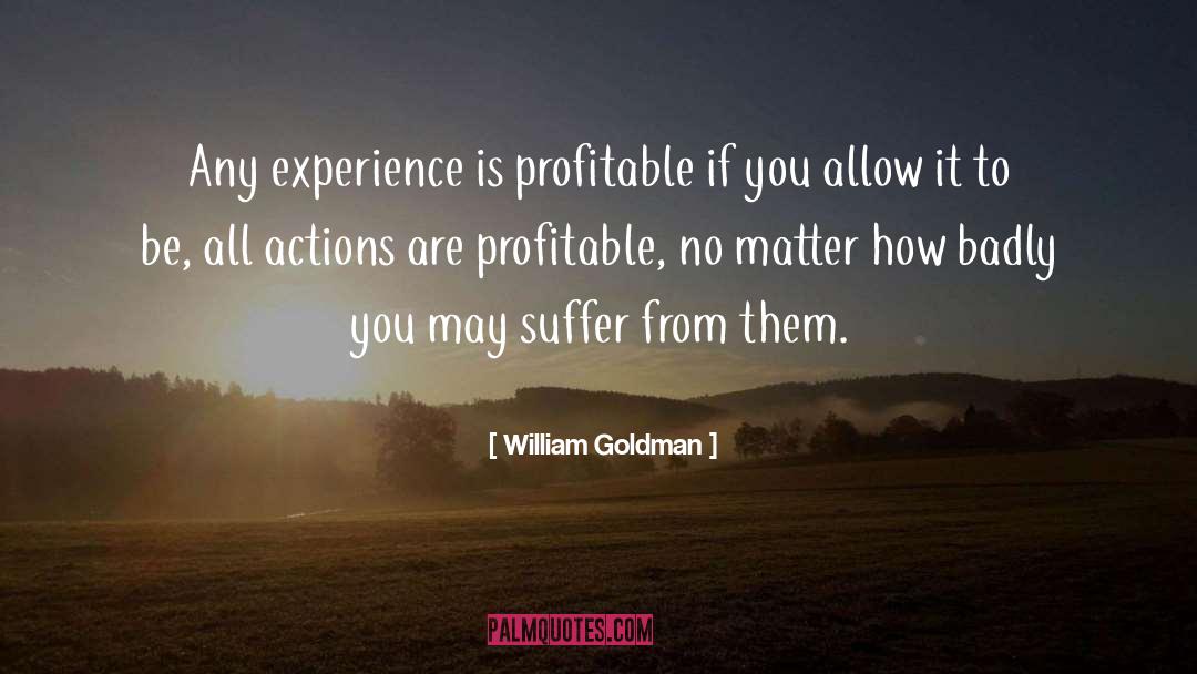 William Goldman Quotes: Any experience is profitable if
