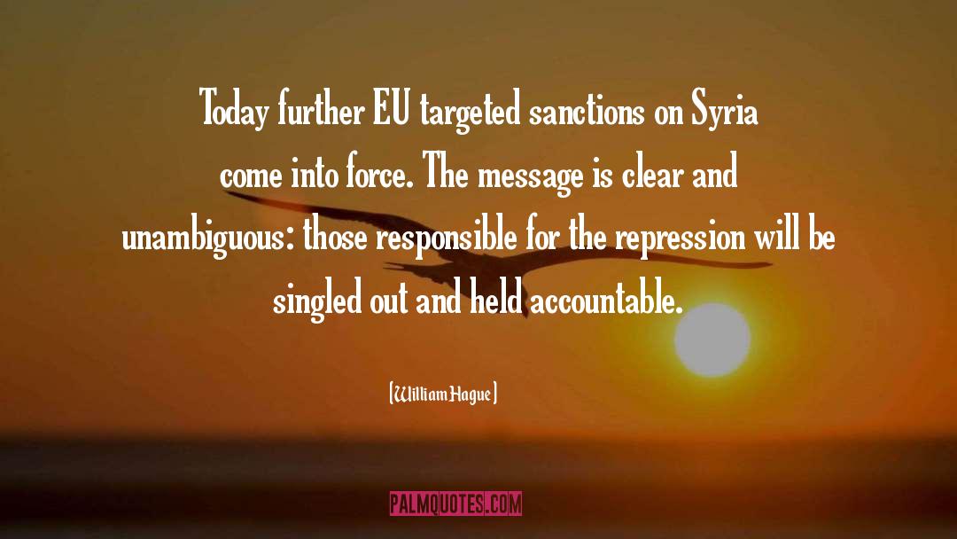 William Hague Quotes: Today further EU targeted sanctions
