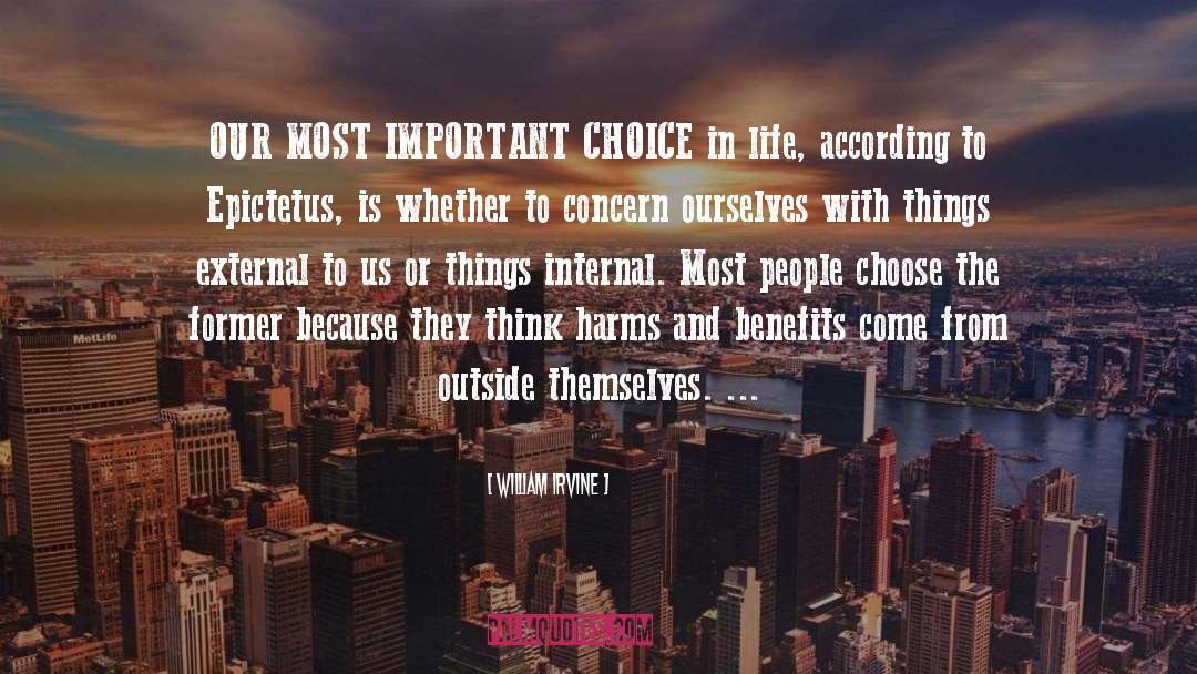 William Irvine Quotes: OUR MOST IMPORTANT CHOICE in