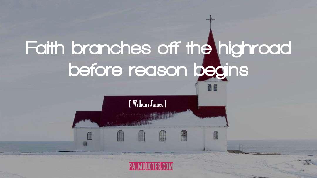 William James Quotes: Faith branches off the highroad
