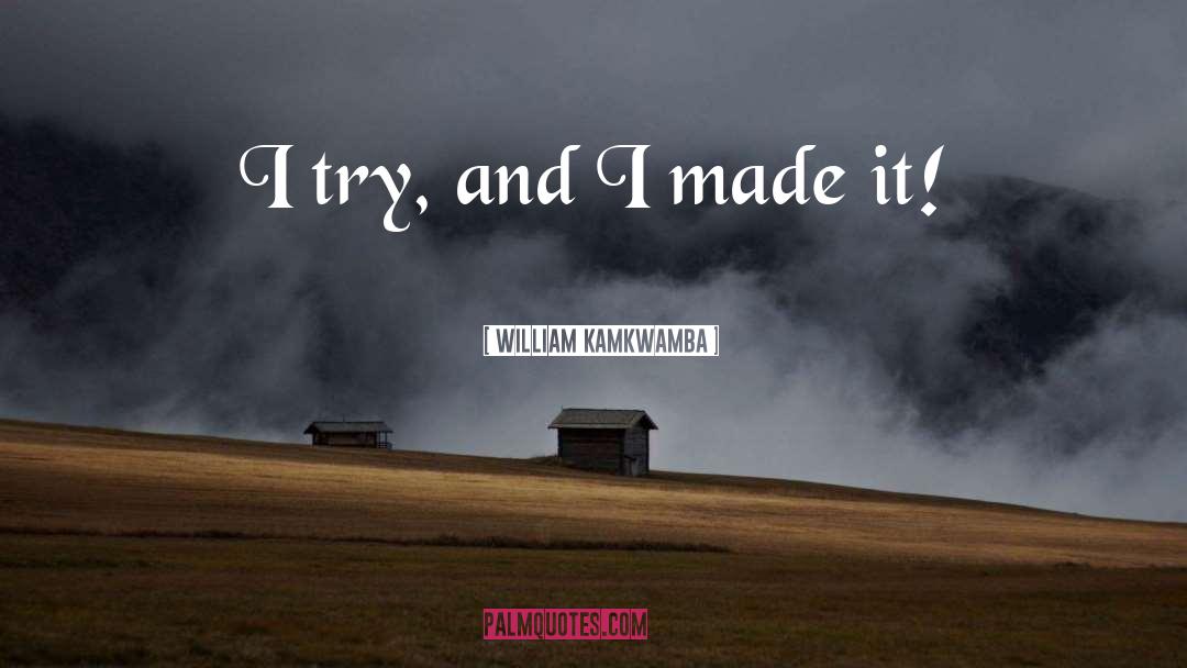 William Kamkwamba Quotes: I try, and I made