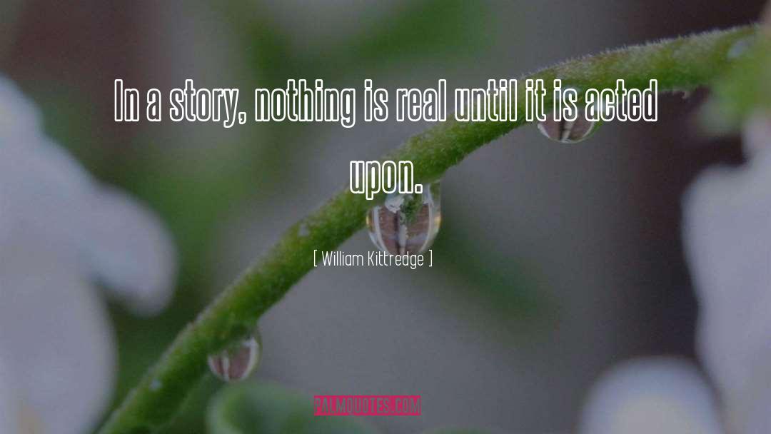 William Kittredge Quotes: In a story, nothing is