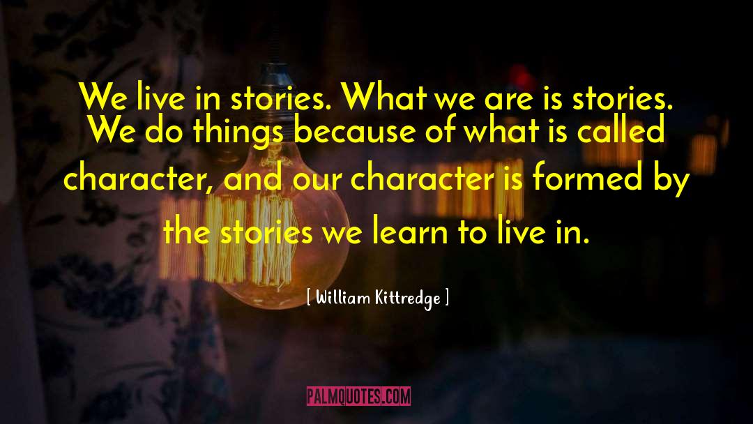 William Kittredge Quotes: We live in stories. What
