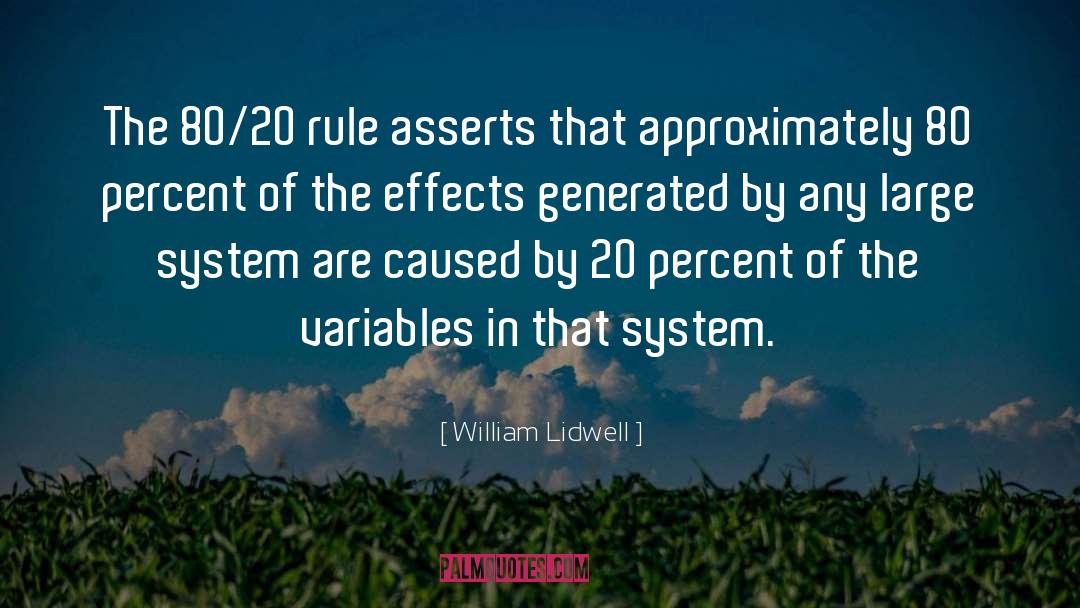 William Lidwell Quotes: The 80/20 rule asserts that