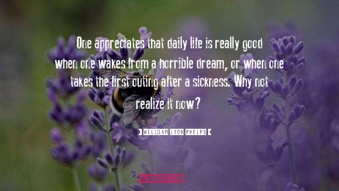 William Lyon Phelps Quotes: One appreciates that daily life