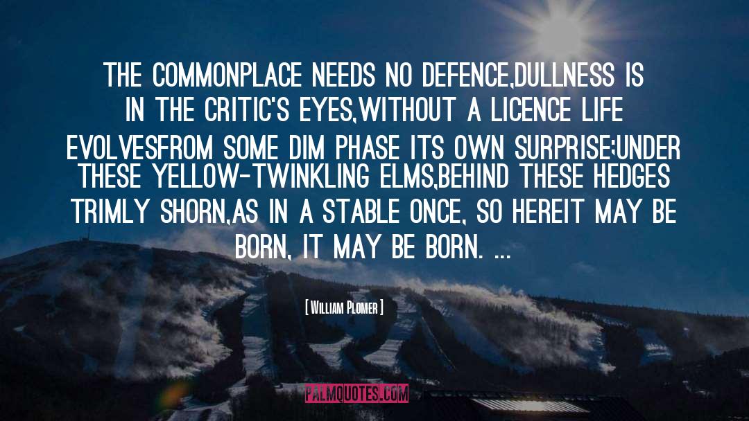 William Plomer Quotes: The commonplace needs no defence,Dullness