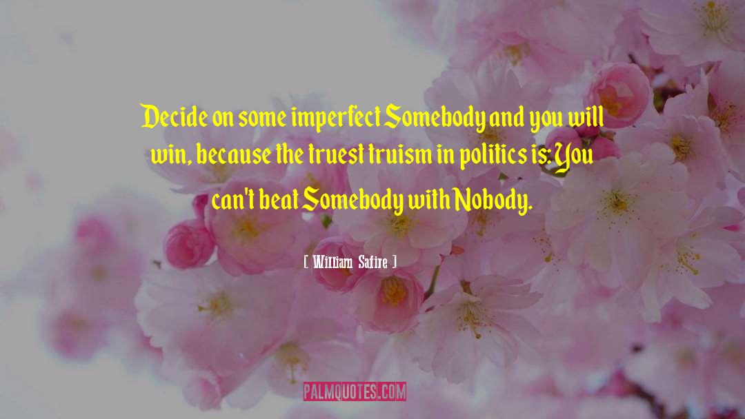 William Safire Quotes: Decide on some imperfect Somebody