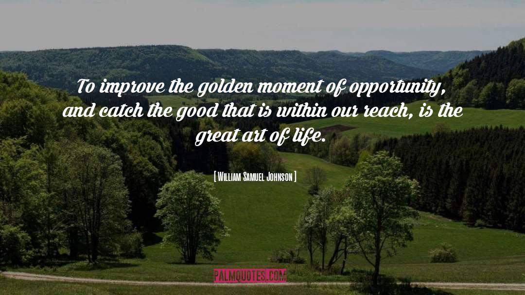 William Samuel Johnson Quotes: To improve the golden moment