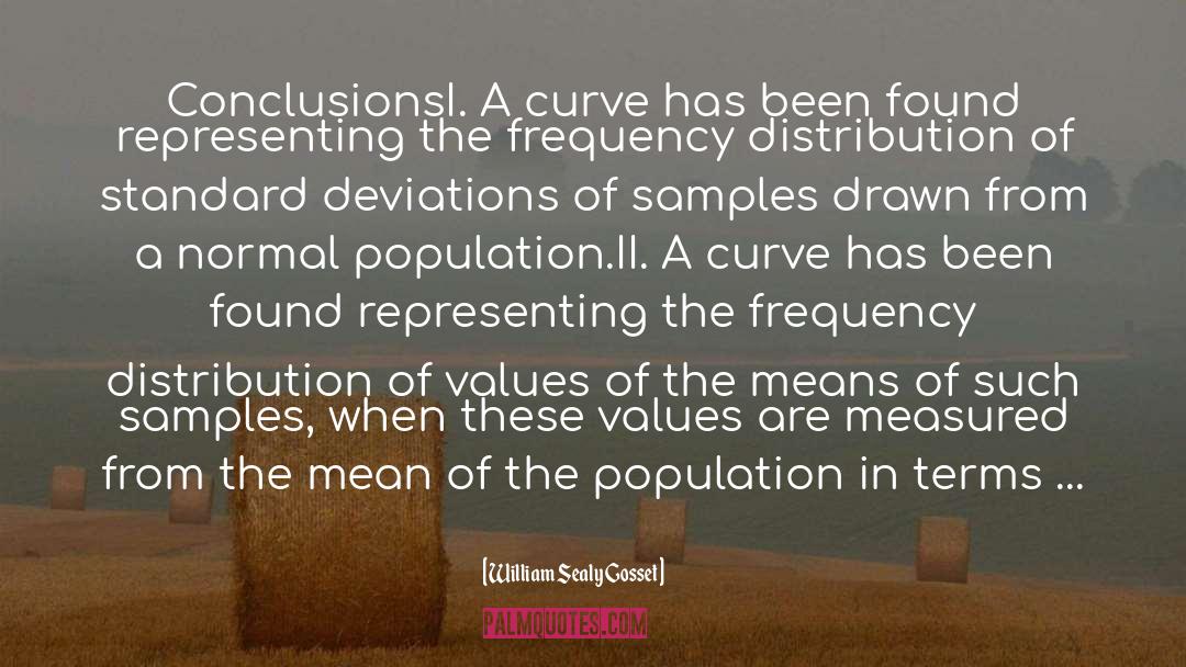 William Sealy Gosset Quotes: Conclusions<br>I. A curve has been