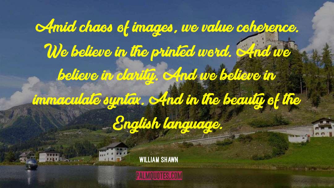 William Shawn Quotes: Amid chaos of images, we