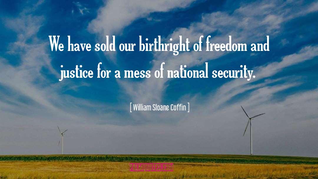 William Sloane Coffin Quotes: We have sold our birthright