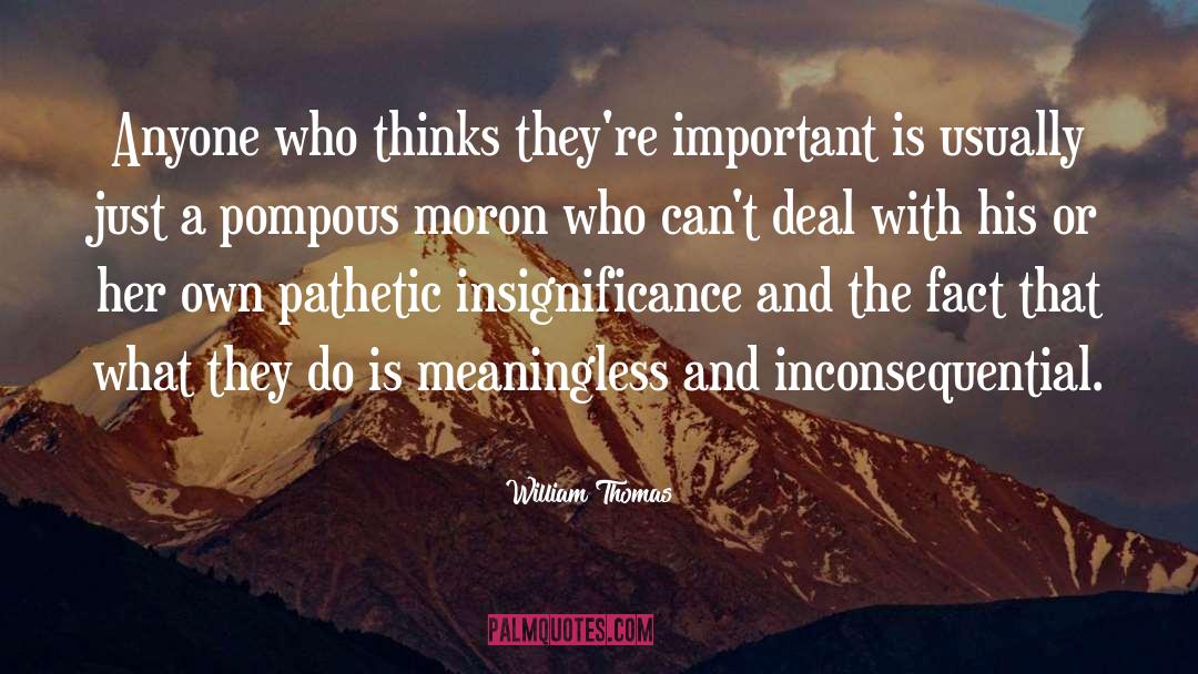 William Thomas Quotes: Anyone who thinks they're important