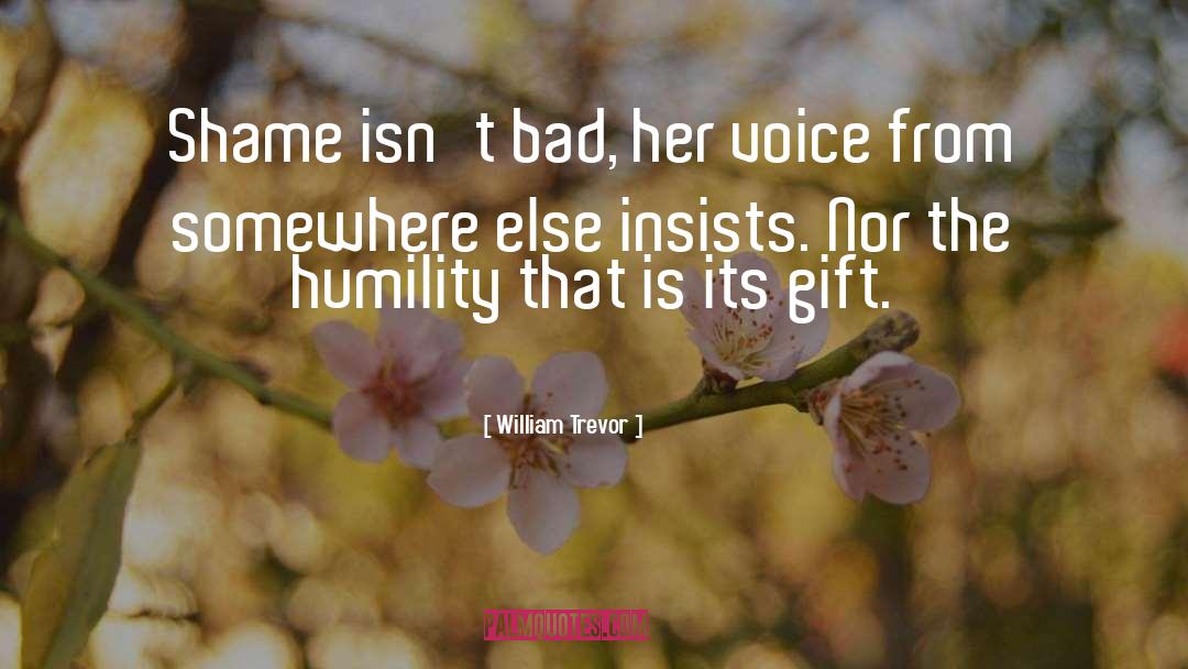 William Trevor Quotes: Shame isn't bad, her voice
