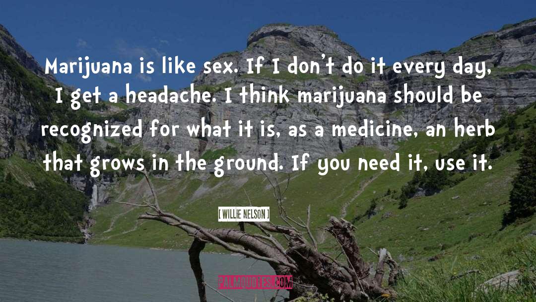 Willie Nelson Quotes: Marijuana is like sex. If